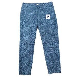 J Jill Women's Blue Swirl Print Pattern Cropped Slim Leg Chic Cute Pants Size 8